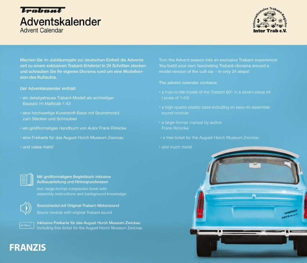 Der Trabi-Adventskalender von Franzis. Bild: Franzis