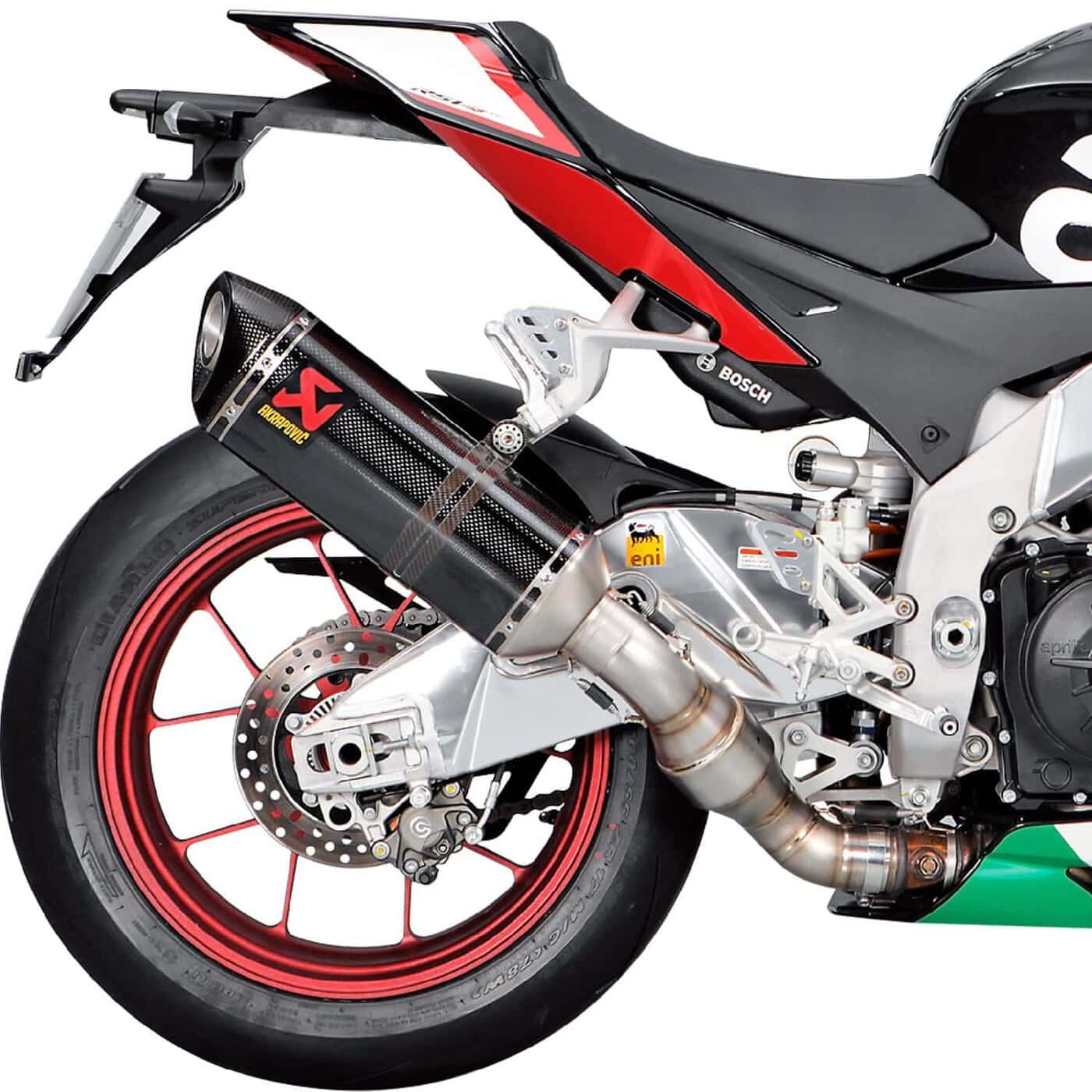 Akrapovic Slip-On an einer Aprillia RSV 4. Akrapovic ist neu bei POLO Motorrad erhältlich.